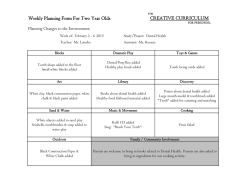 CREATIVE CURRICULUM Weekly Planning Form For Two Year Olds