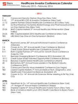 Healthcare Investor Conferences Calendar