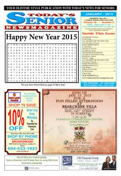 Happy New Year 2015 - Todays Senior Newspaper Magazine