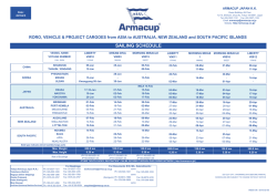 Sailing Schedule for Oceania Service