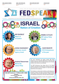 FedSpeak - Vol 1 - February 2015 - South African Zionist Federation