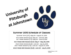 Summer 2015 - University of Pittsburgh at Johnstown