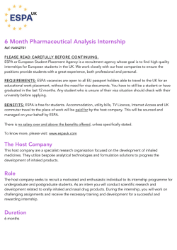 6 Month Pharmaceutical Analysis Internship