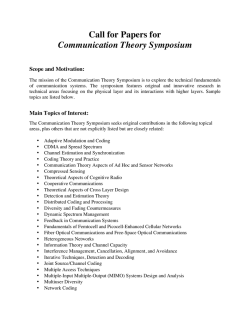 Call for Papers for Communication Theory Symposium