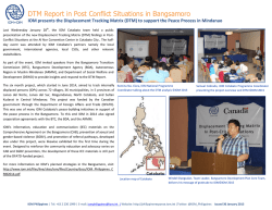DTM Report in Post Conflict Situations in Bangsamoro