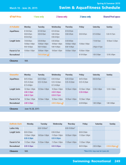 Swimming Recreational_Swim and Aquafitness Schedules