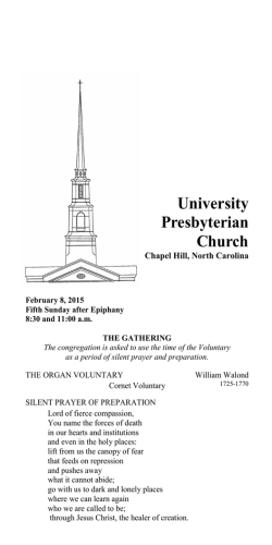 Weekly Worship Bulletin - University Presbyterian Church