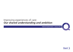 Improving experiences of care: Our shared