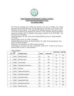 Selected candidates for admission-JHRCA-2015