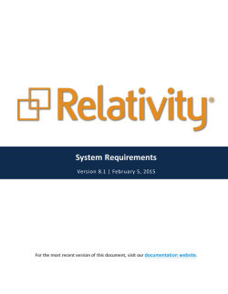 Relativity - System Requirements - 8.1