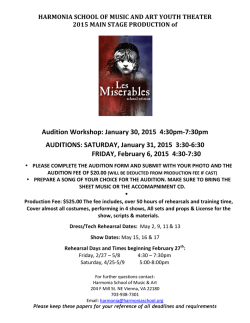 Audition Workshop: January 30, 2015 4:30pm