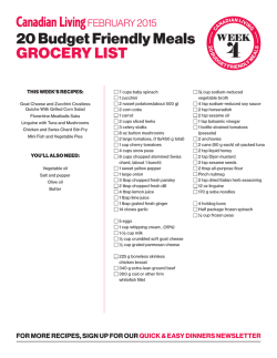 20 Budget Friendly Meals GROCERY LIST