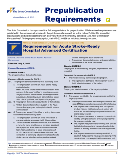 Requirements for Acute Stroke–Ready Hospital