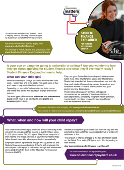 Student Finance Explained, for parents of students 2013/14