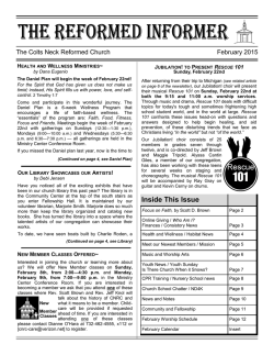 FEBRUARY 2015 Newsletter - Colts Neck Reformed Church