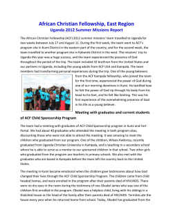 Uganda Mission – 2012 - ACF