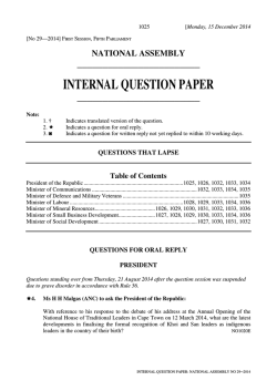 INTERNAL QUESTION PAPER - Parliament of South Africa
