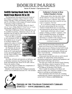 Spring 2015 Newsletter - Friends of the Chatham Community Library