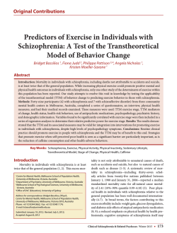 Predictors of Exercise in Individuals with Schizophrenia