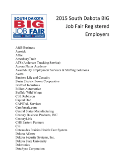 2015 South Dakota BIG Job Fair Registered Employers