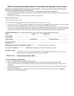 2015 Summer Housing Reservation Form
