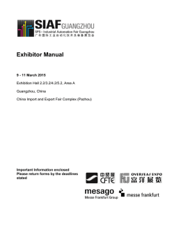 SIAF2015 Exhibitor manual - SPS – Industrial Automation Fair