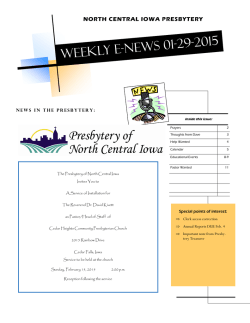 Weekly E-news 01-29-2015 - Presbytery of North Central Iowa