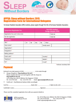 APPSA: Sleep without Borders 2015 Registration Form for