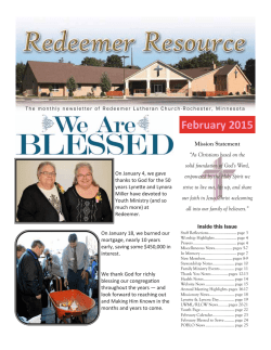 Newsletter February 2015 - Redeemer Lutheran Church