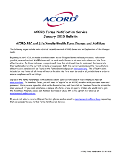 ACORD Forms Notification Service January 2015 Bulletin