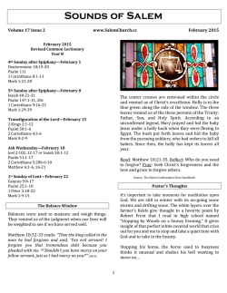 Newsletter and Calendar - Salem United Presbyterian Church