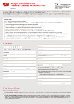 Westpac KiwiSaver Scheme First Home Purchase Withdrawal Form