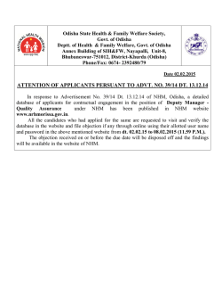 ATTENTION OF APPLICANTS PERSUANT TO ADVT. NO. 39/14 DT
