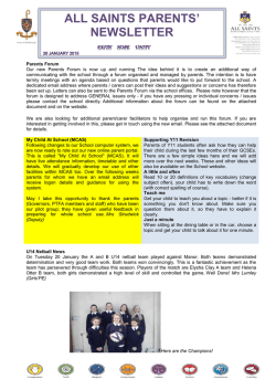 Newsletter 26 January 2015 - All Saints Roman Catholic School York