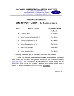 JOB OPPORTUNITY - On Contract basis