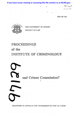 INSTITUTE OF CJRiMlINOLOGY Dnal Crimes Commission?