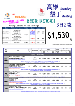 Booking Class and Air Fare Surcharge 高雄Kaohsiung