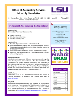 Office of Accounting Services Monthly Newsletter