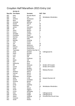 Croydon Half Marathon 2015 Entry List