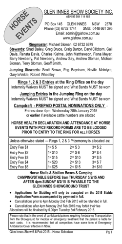 2015 Horse Ring Schedule - The Glen Innes Show Society
