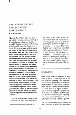 THE WELFARE STATE AND ECONOMIC PERFORMANCE