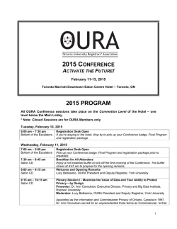 OURA 2015: ACTIVATE THE FUTURE! Program Outline