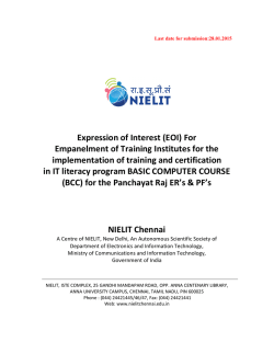 Expression of Interest (EOI) For Empanelment of Training Institutes