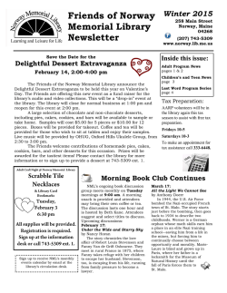 Friends of Norway Library Winter 2015 Newsletter
