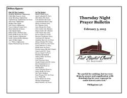 Thursday Night Prayer Bulletin