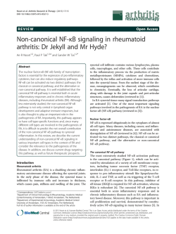 Non-canonical NF-?B signaling in rheumatoid arthritis: Dr Jekyll and