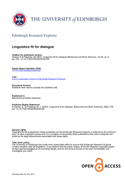 Linguistics fit for dialogue - Edinburgh Research Explorer