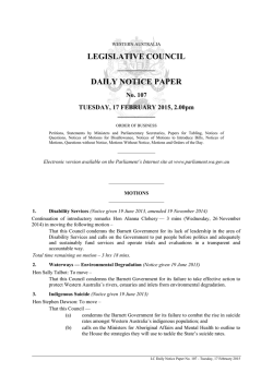 Notice Paper No 107 - Parliament of Western Australia
