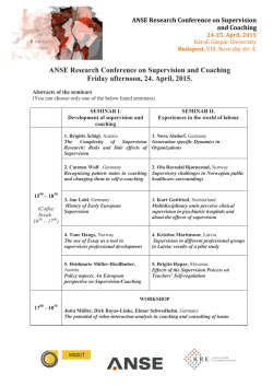 ANSE Research Conference on Supervision and Coaching Friday