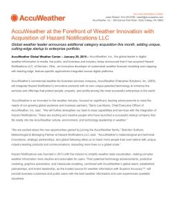 AccuWeather at the Forefront of Weather Innovation with Acquisition